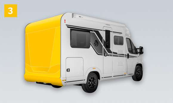 Innovative FoldXpand Heckkonstruktion in den vollintegrierten Reisemobilen von KNAUS